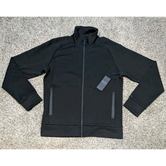 QOR Jacket Men's Large Black Full Zip Up Lightweight New Sweatshirt Performance